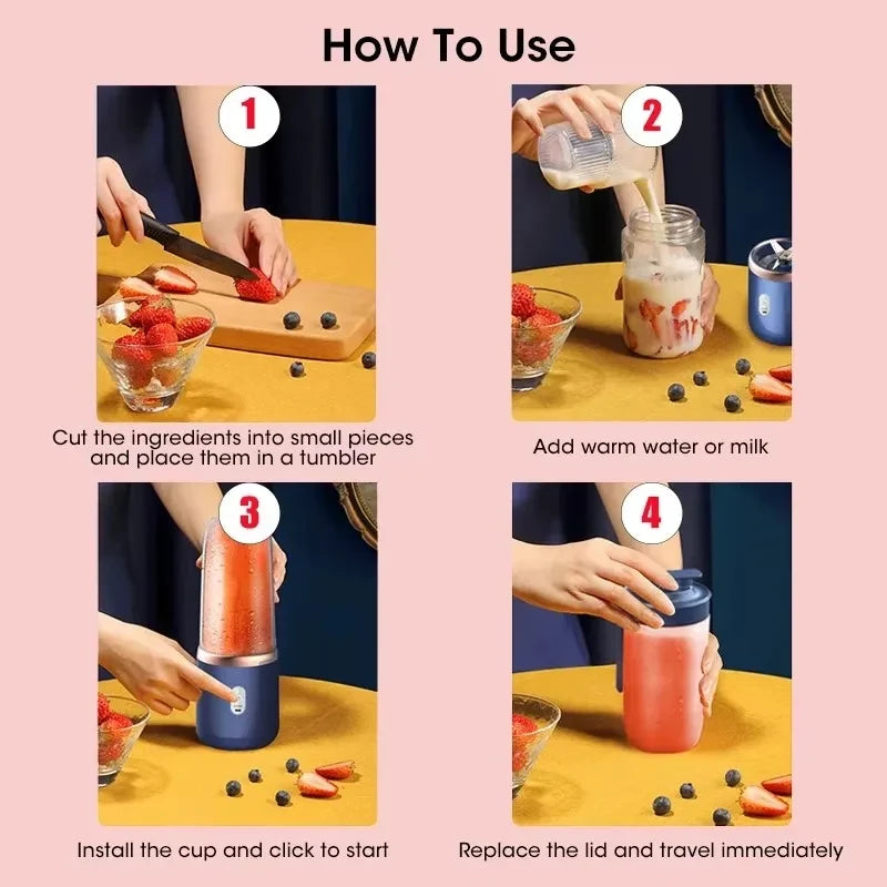 Portable Electric Mini Fruit Juice Blender