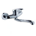 Chrome Taps for Kitchen Sink Basin Faucets Kitchen Tap Dual Hole Wall Mounted Hot Cold Tap Kitchen Mixer Bathroom Faucet